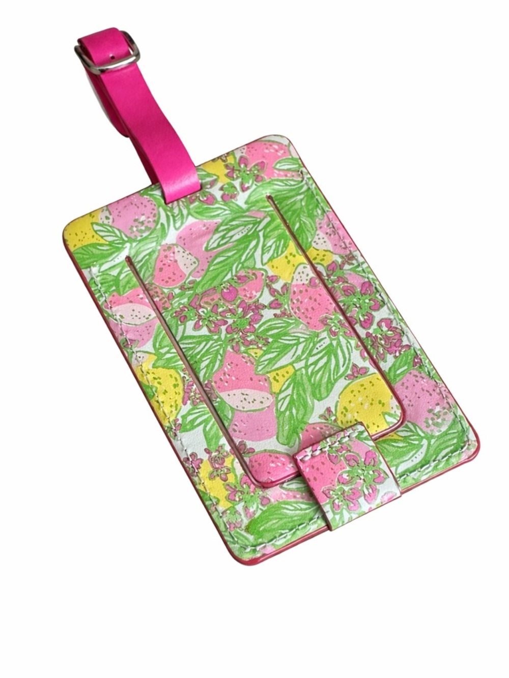 Lilly Pulitzer Hot Pink Floral ID Luggage Tag - Picture 2 of 3
